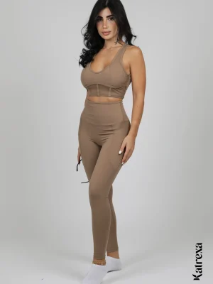 Katrexa's Sleek Brown Athletic Duo: Bra & Leggings