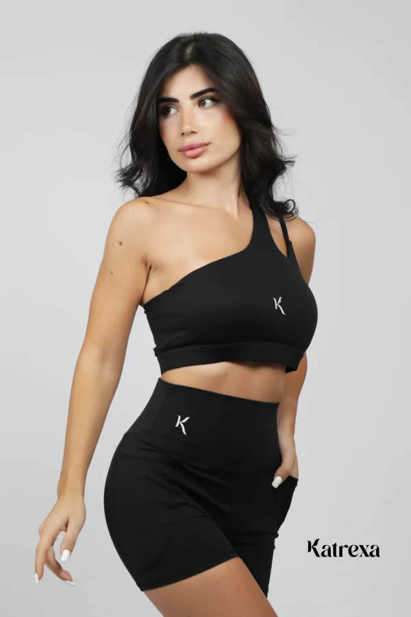 Katrexa Black Seamless Fitness Two-Piece Set (S, M, L)