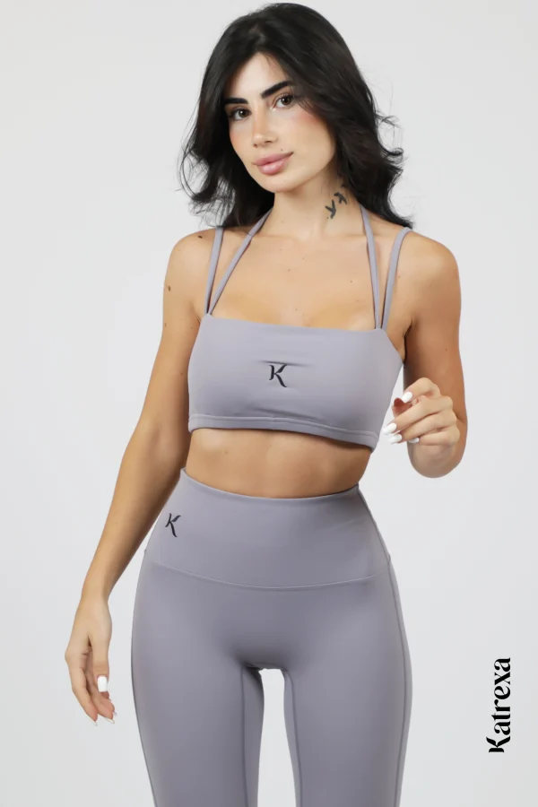 Elegant 2-Piece Gym Wear Set in Grey