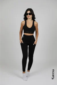 Katrexa's Classic Black Athletic Ensemble: Bra & Leggings