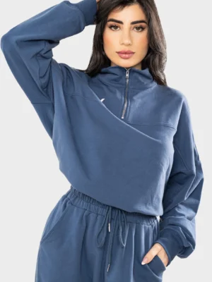 Sleek Blue Pullover Tracksuit