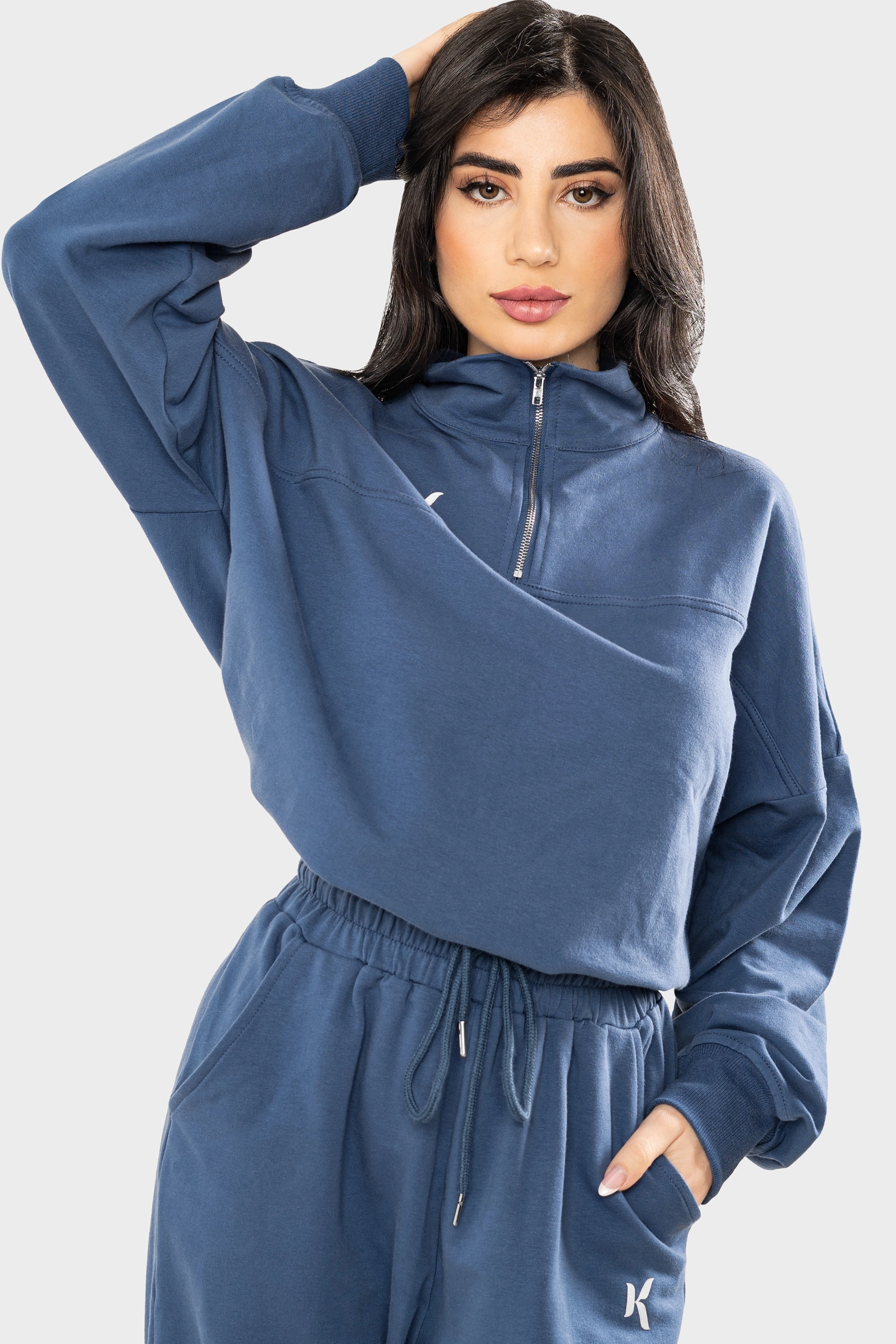 Sleek Blue Pullover Tracksuit