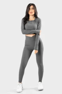 Charcoal Chic Cut-Out Activewear Set
