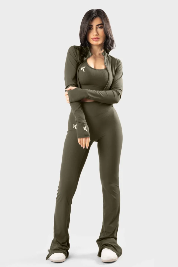 Olive Elegance Crisscross Activewear Set